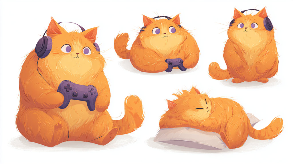 Cozy cat mascot in various poses